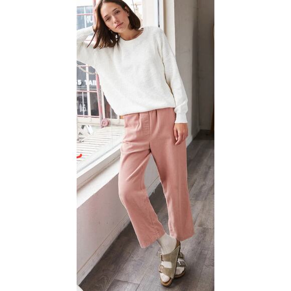 IT IS WELL LA Corduroy Crop Pant Pull-on Relax Fit Pink Cotton Women's S New - Picture 1 of 9